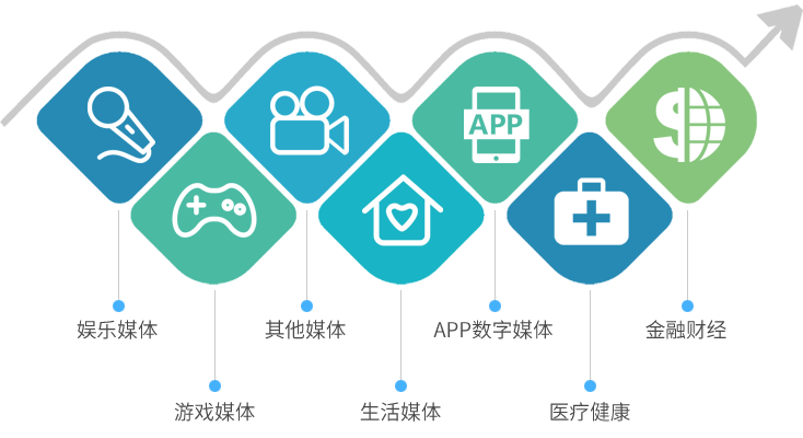 娱乐媒体、游戏媒体、其他媒体、生活媒体、APP数字媒体、医疗健康、金融财经